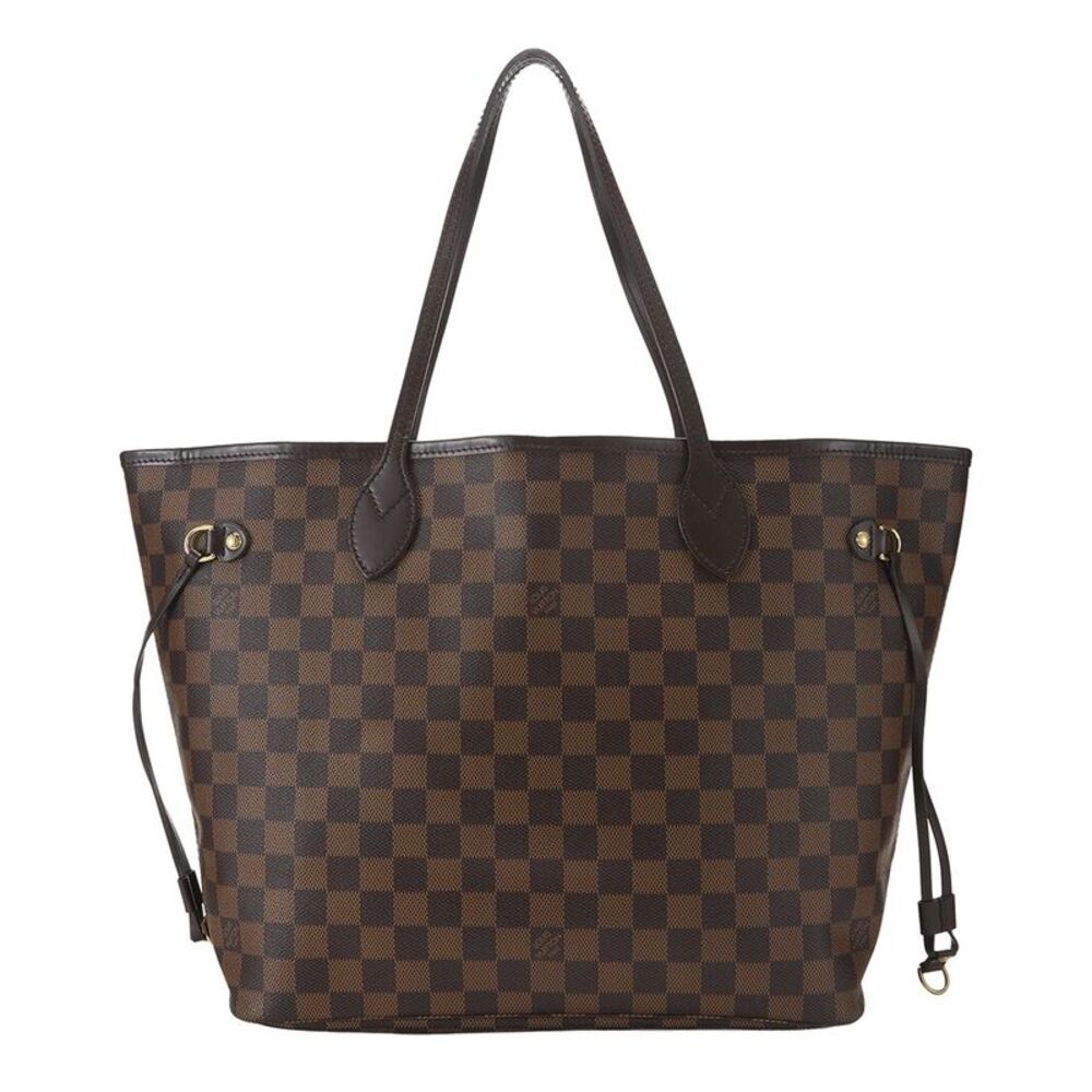 Louis Vuitton Brown Damier Ebene & Vachetta Leather Neverfull Mm (Authentic